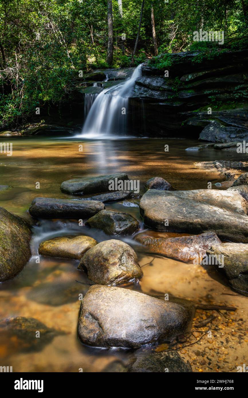 Vertical view of idyllic Carrick Creek waterfall in upstate South ...