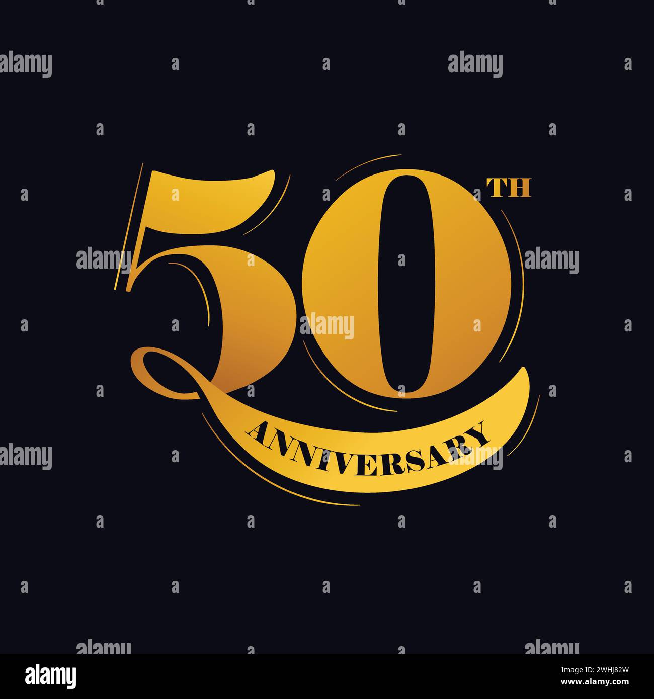 50th 50 Years Anniversary Logo Golden Stock Vector (Royalty Free