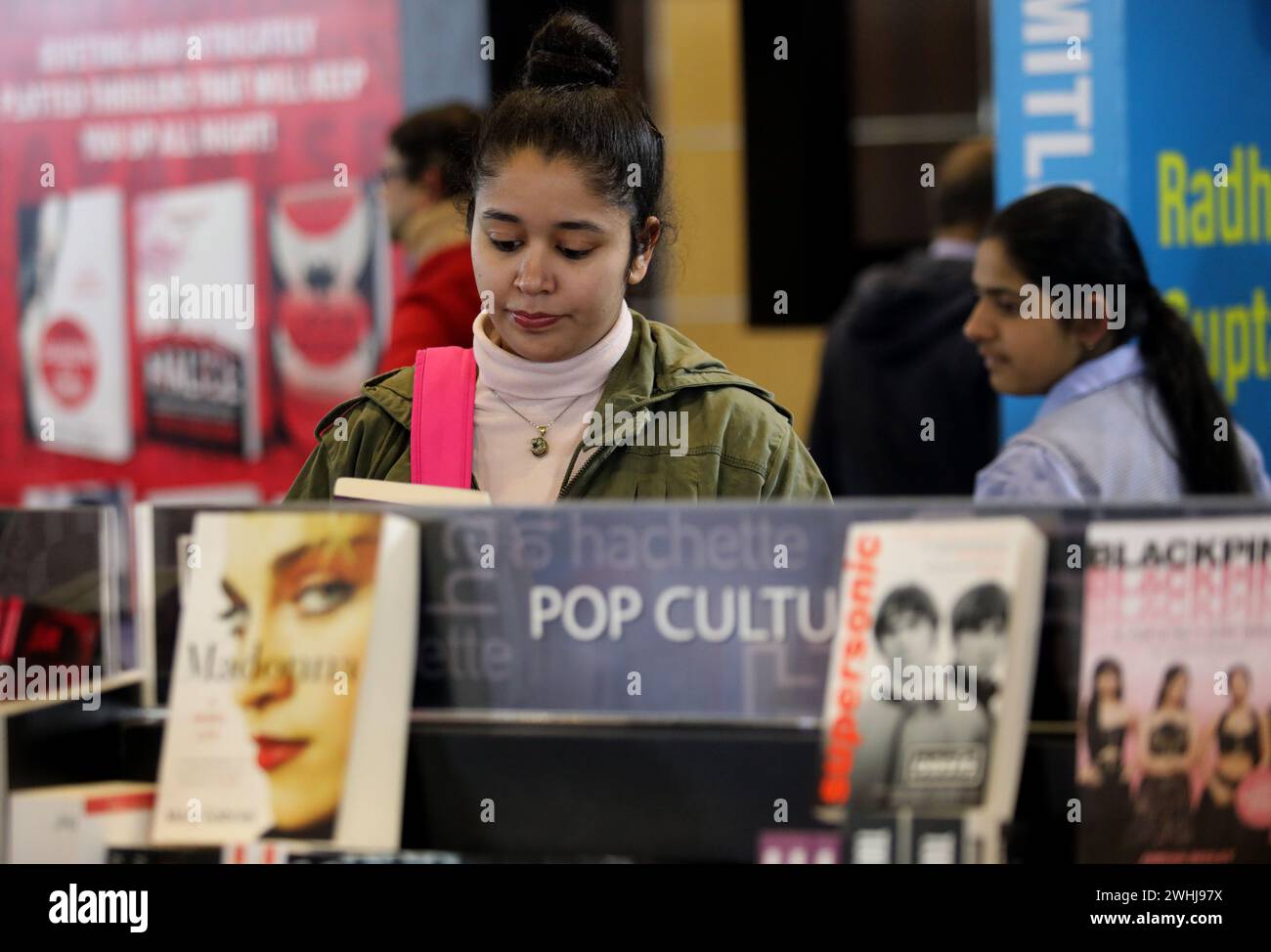 New Delhi, India. 10th Feb, 2024. People visit the book stalls on the first day of the World Book fair 2024 with the theme 'MULTI LINGUAL INDIA' A living Tradition, at Pragati Maidan. The Kingdom of Saudi Arabia is the guest country for the in Book Fair 2024. The fair will continue til February 18 and wil host over 200 stalls of books with multiple languages. Credit: SOPA Images Limited/Alamy Live News Stock Photo