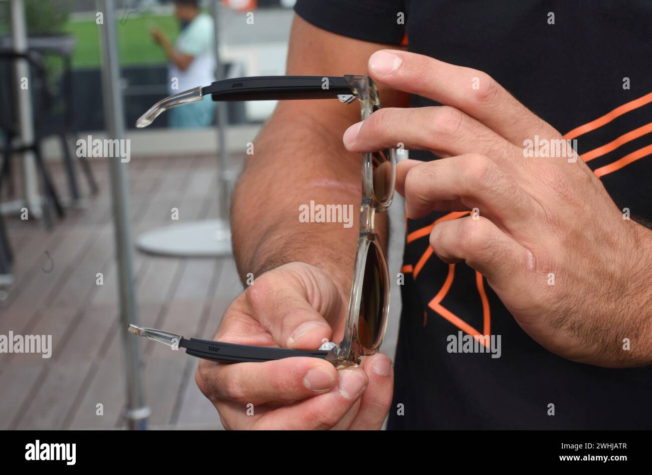 Eye glasses with frame as visual aid Stock Photo