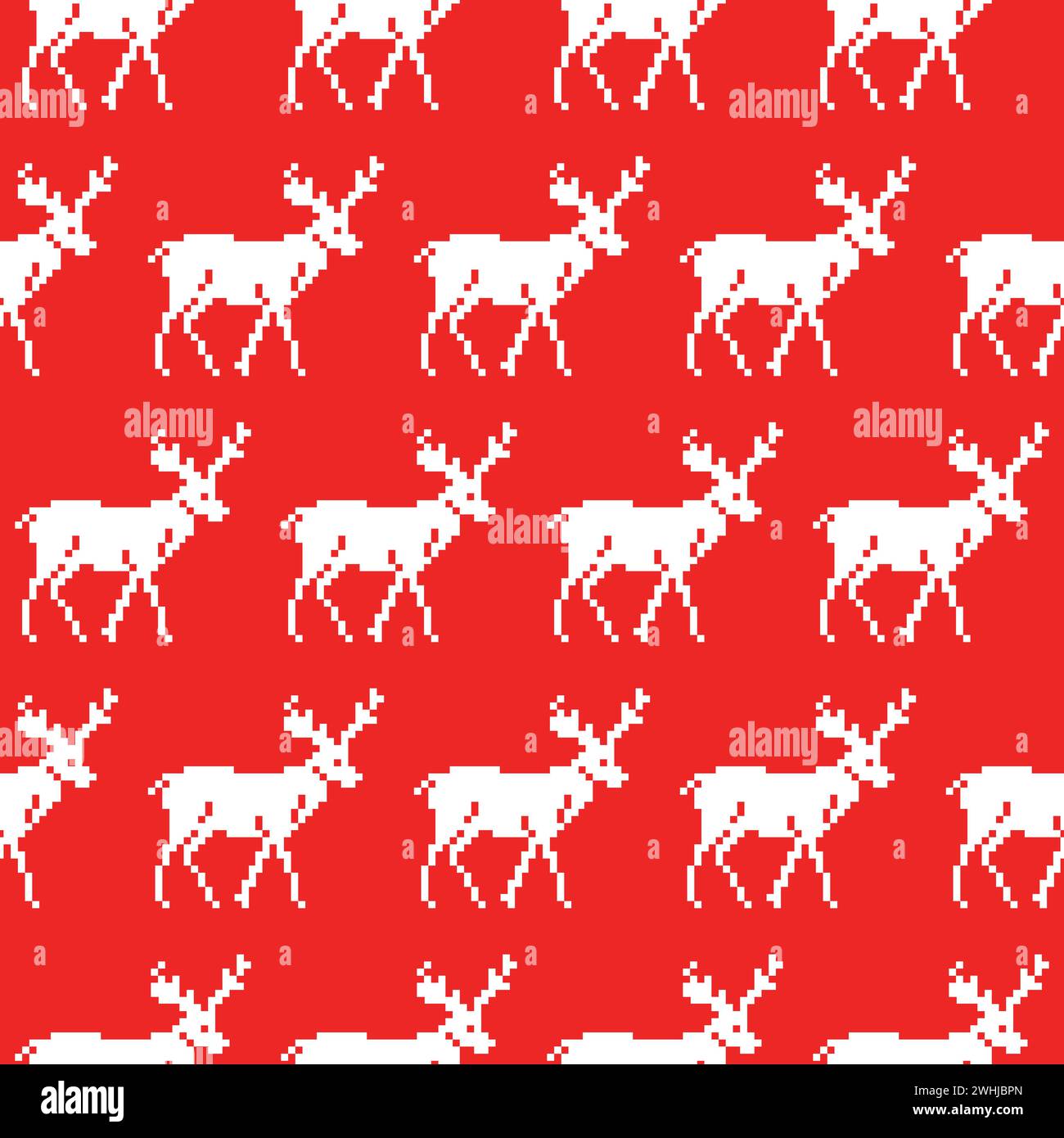 Knitted sweater with deer seamless pattern. Christmas background. Vector illustration Stock Vector