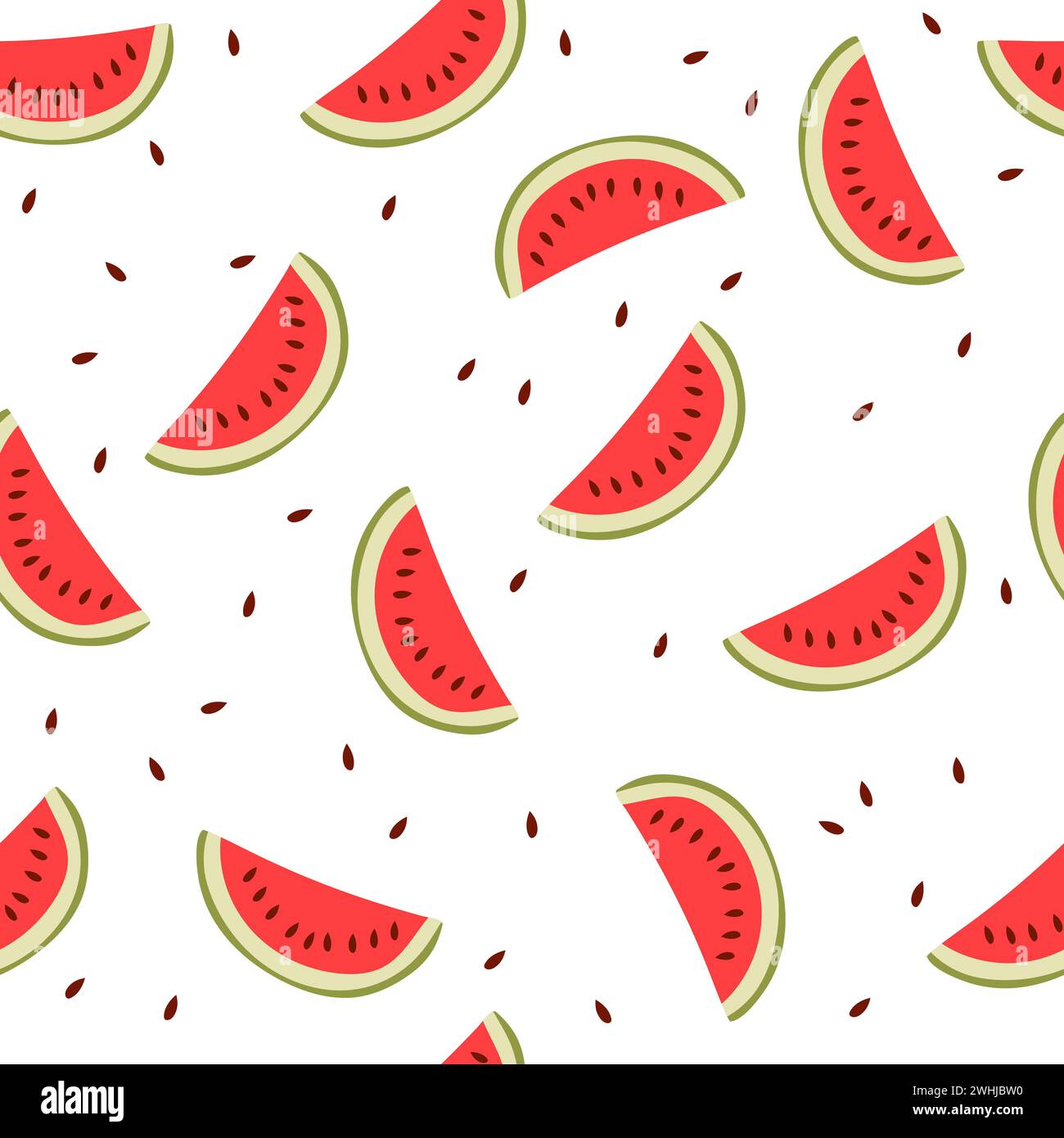 Cute seamless background with watermelon slices. Vector illustration ...
