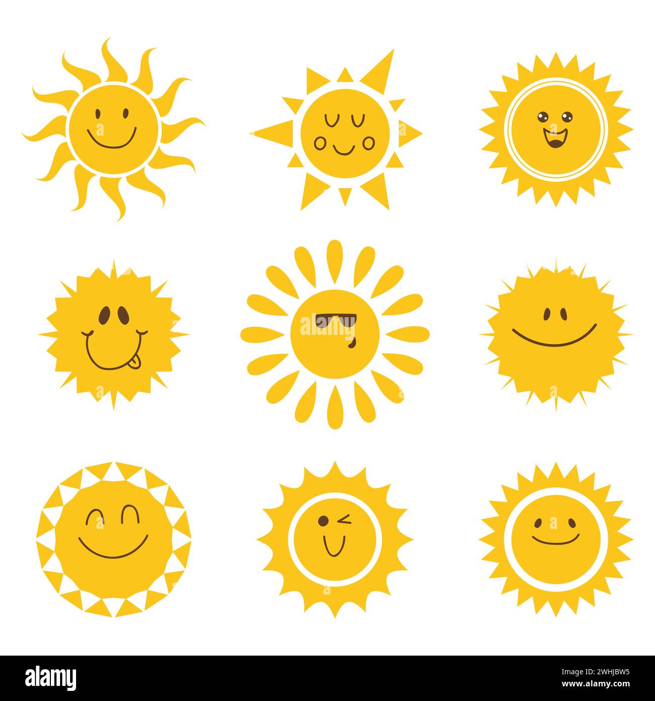Vector set of sun icons. Collection of suns. Vector illustration Stock ...