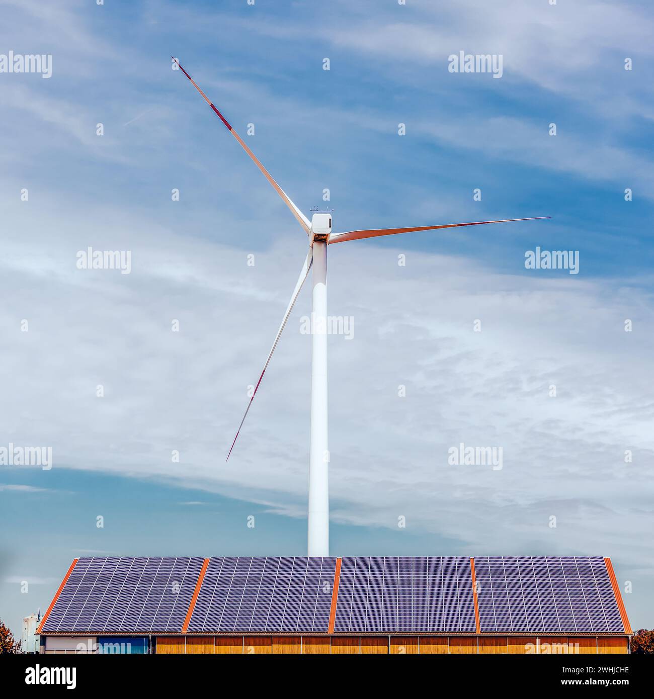 Solar panels wind turbine roof hi-res stock photography and images - Alamy