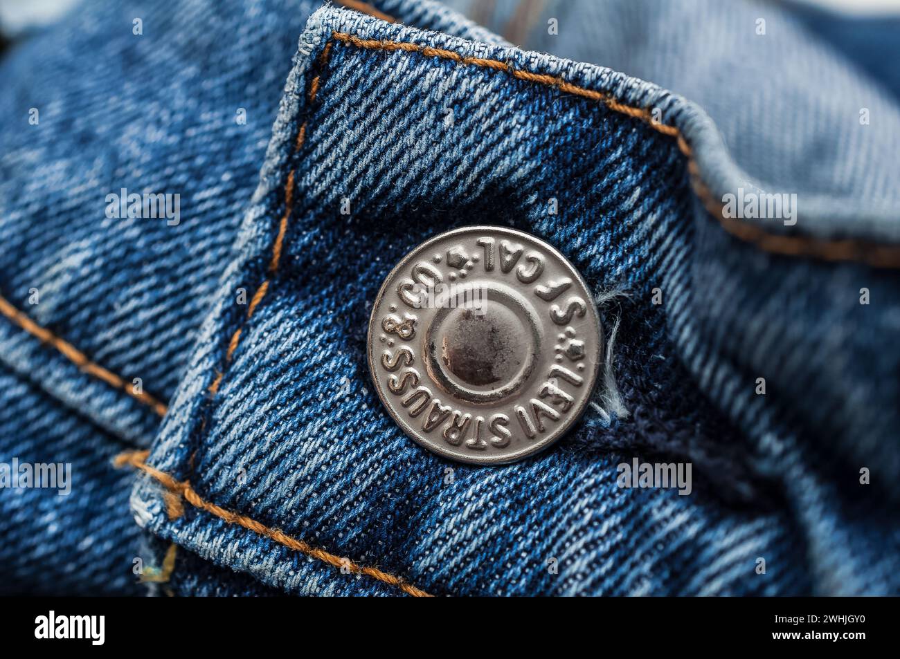 New LEVI'S jeans. LEVI'S is a brand name of Levi Strauss and Co, founded in 1853 Stock Photo