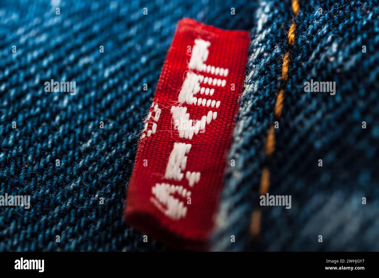 New LEVI'S jeans. LEVI'S is a brand name of Levi Strauss and Co, founded in 1853 Stock Photo