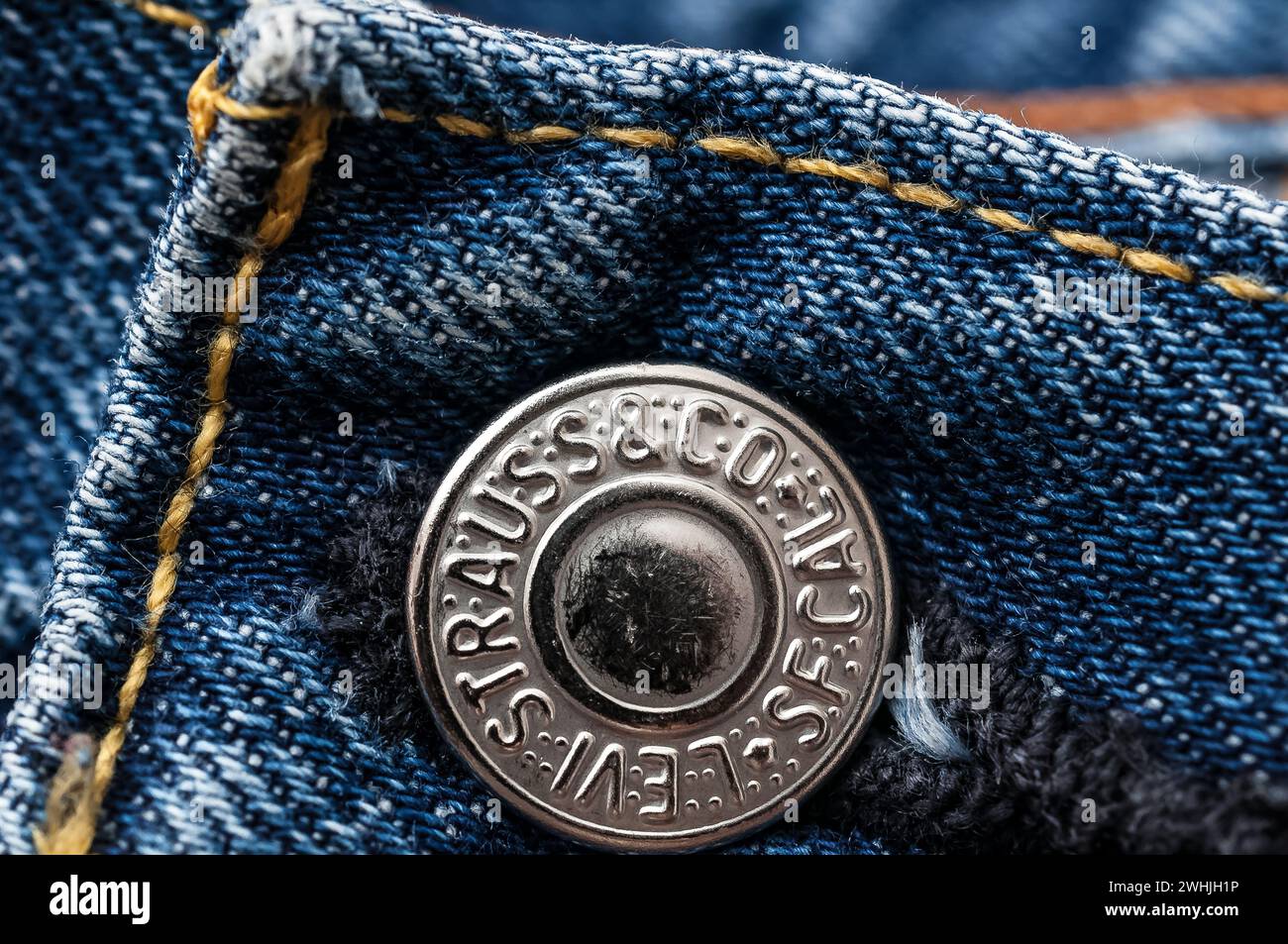 New LEVI'S jeans. LEVI'S is a brand name of Levi Strauss and Co, founded in 1853 Stock Photo