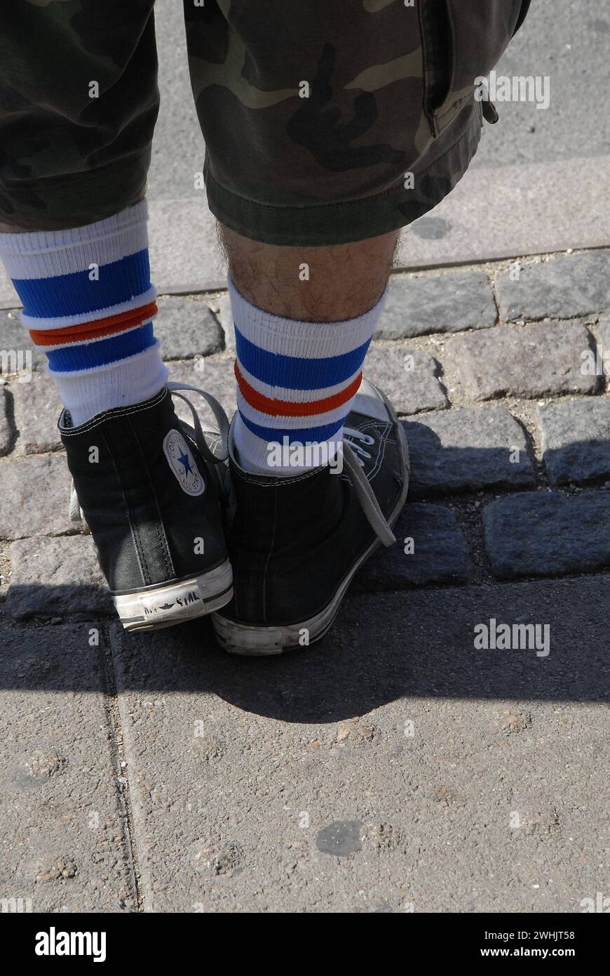 Copenhagen/Denmark/ 17 August 2015  People with various summer footwears are walking Stock Photo