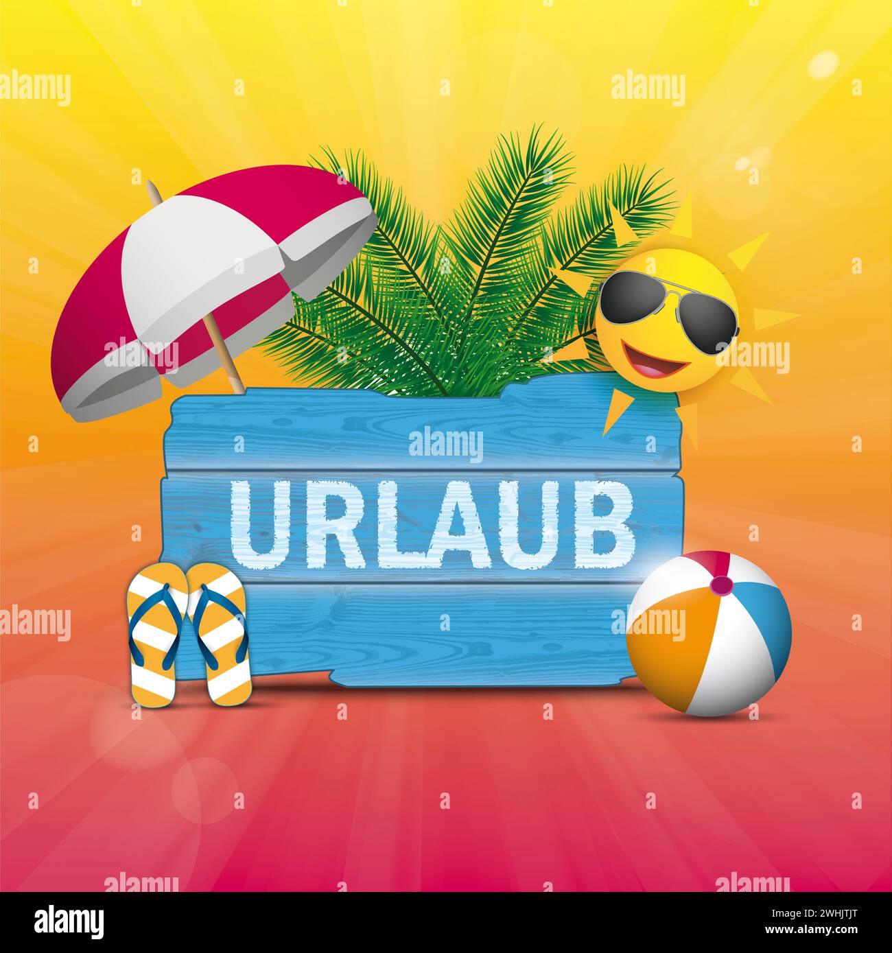 German text Urlaub, translate Vacation.  Eps 10 vector file. Stock Photo
