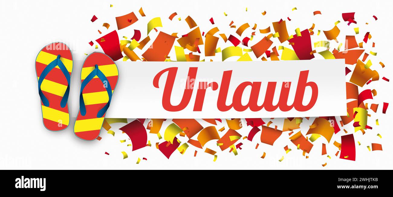 German text Urlaub, translate Vacation.  Eps 10 vector file. Stock Photo