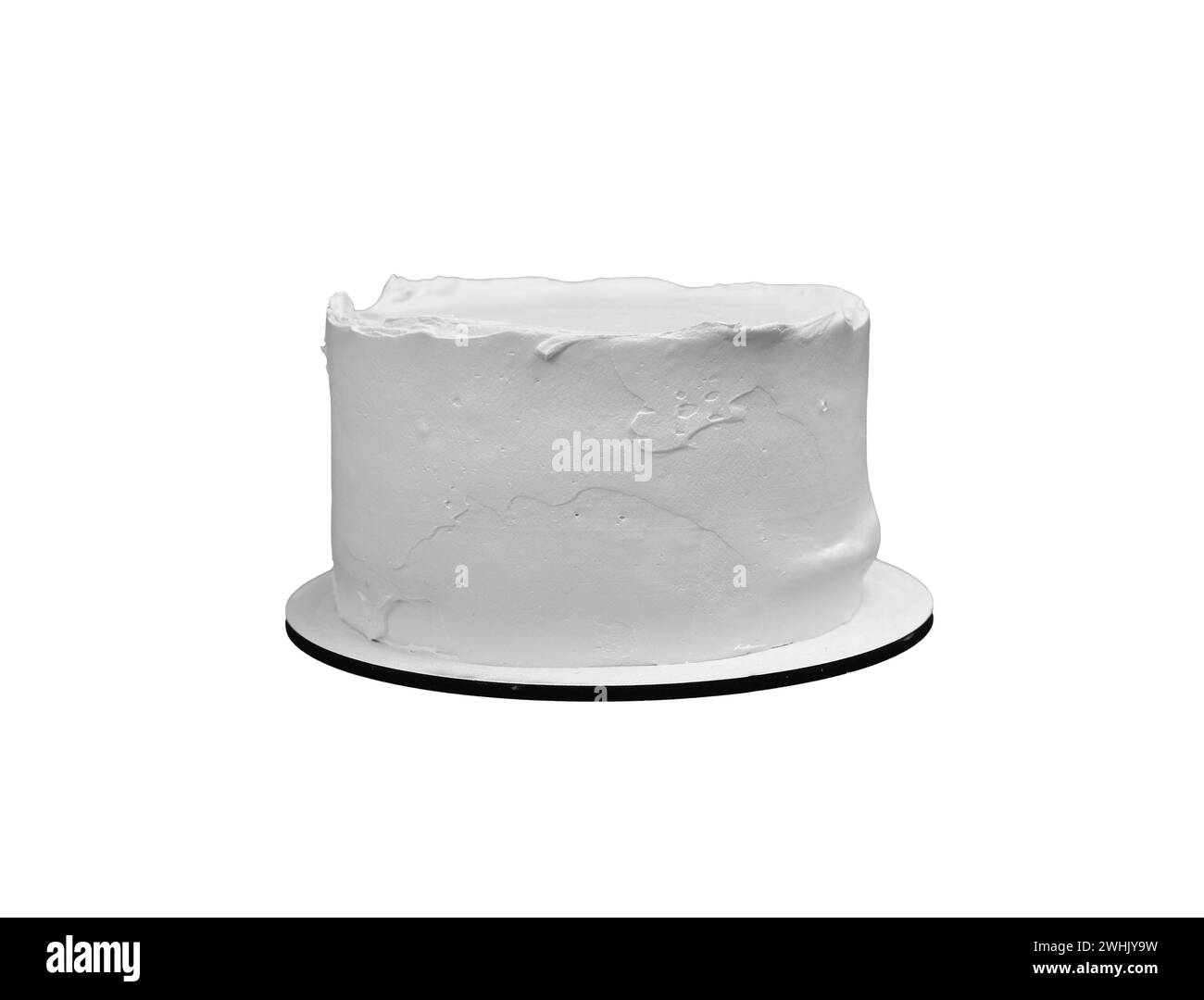 Blank white bento cake mockup, cream surface, isolated on background