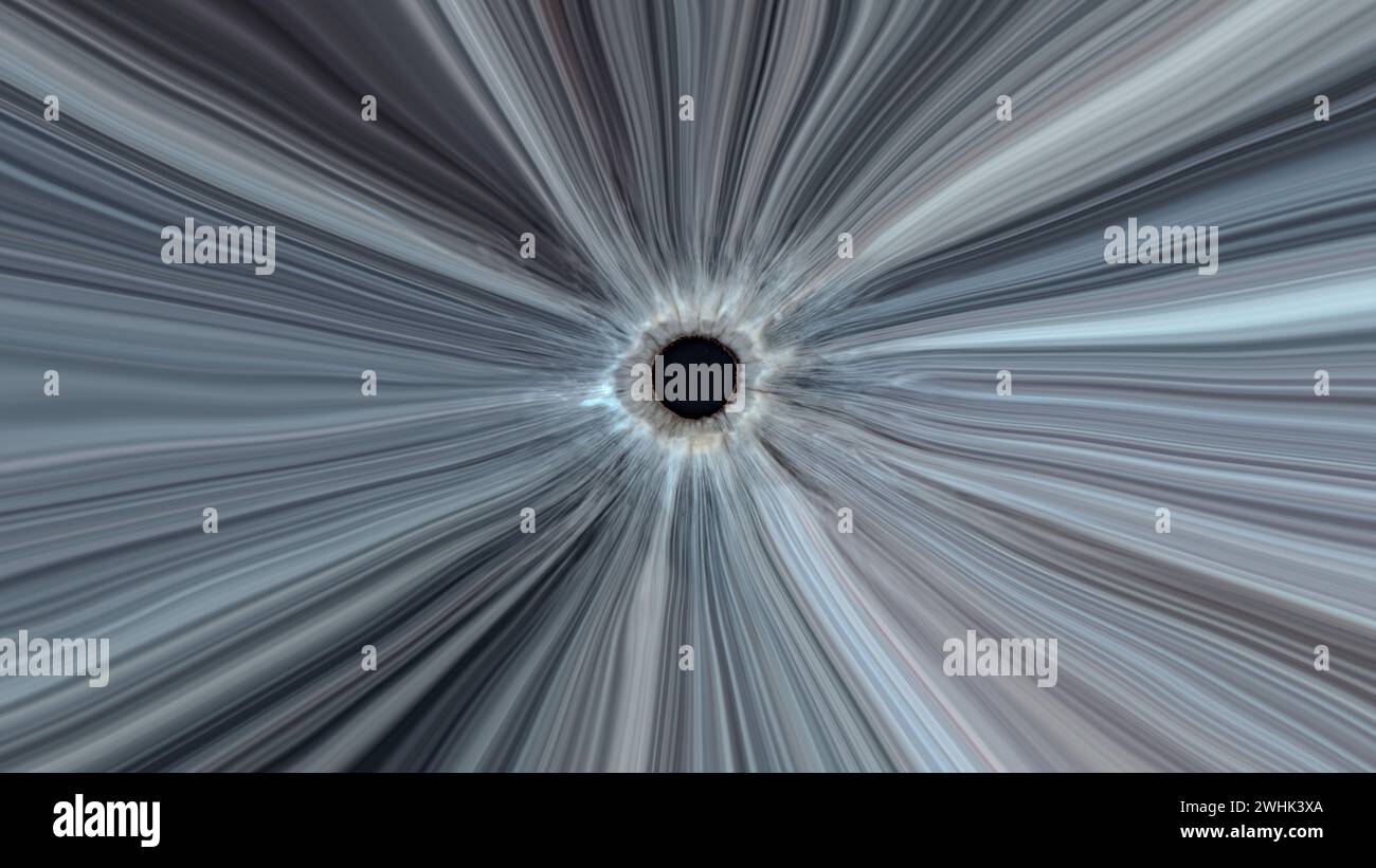 Light entering human eye at speed of light. Blue colored iris. Abstract ...