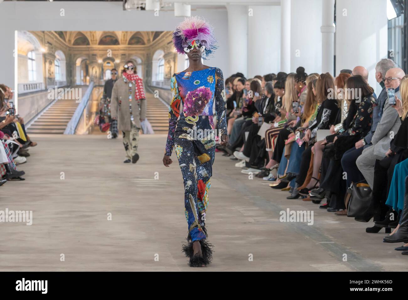 New York, United States. 09th Feb, 2024. A model walks the runway at