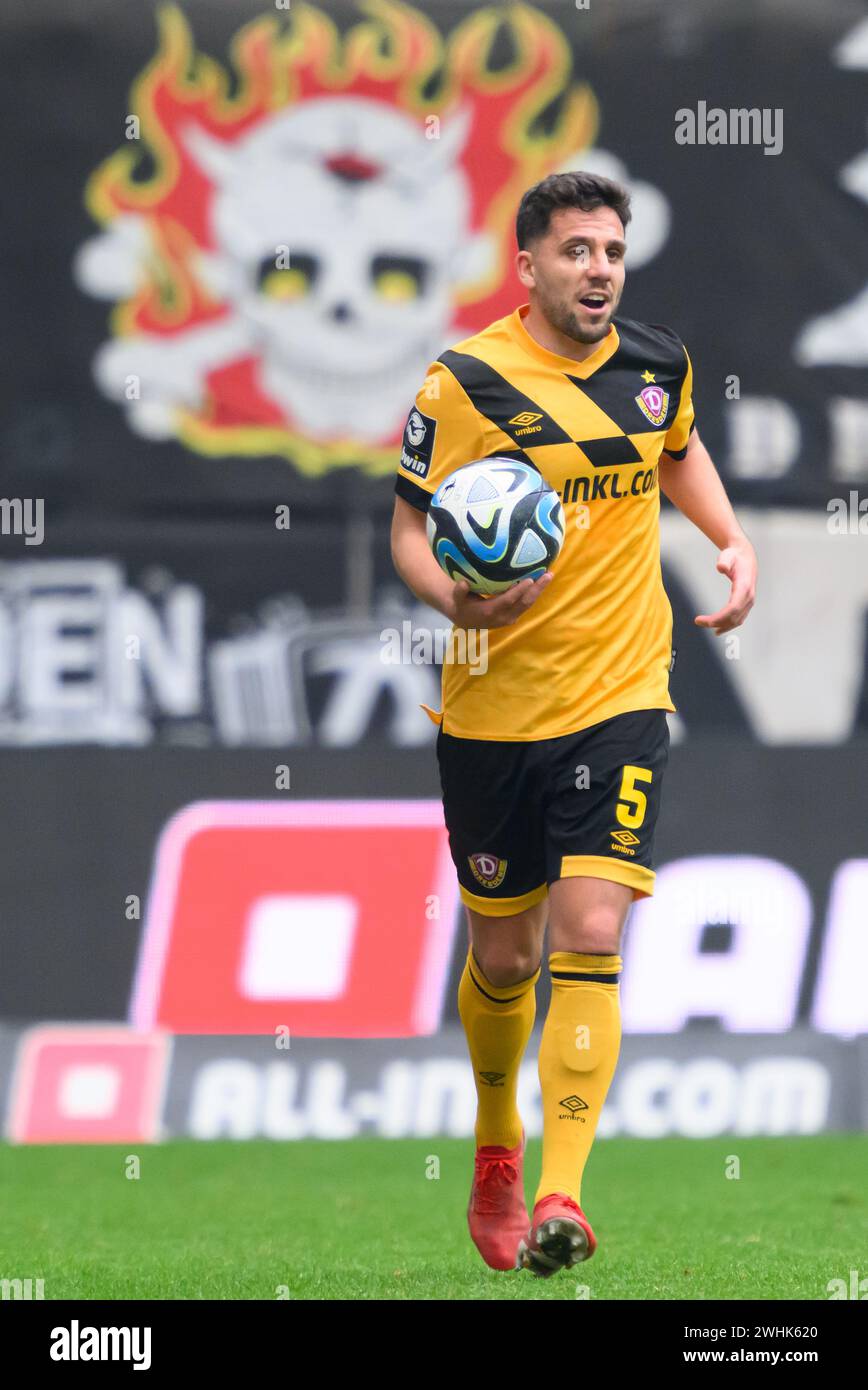 10 February 2024, Saxony, Dresden Soccer 3rd division, SG Dynamo