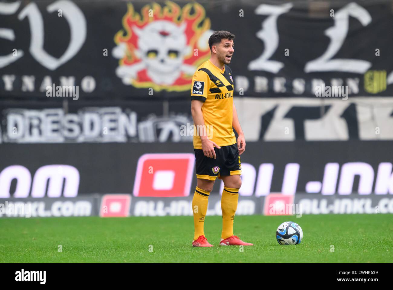10 February 2024, Saxony, Dresden Soccer 3rd division, SG Dynamo