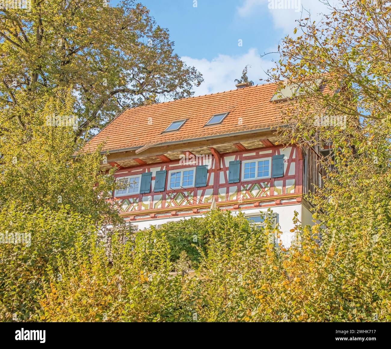 Half-timbered building Wolfegg, district of Ravensburg Stock Photo
