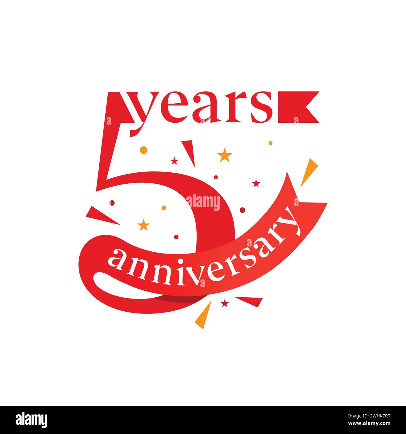 5 years anniversary logo design. 5th anniversary badge design with ribbon. Sign and symbol for celebrating company or business birthday. Company year Stock Vector