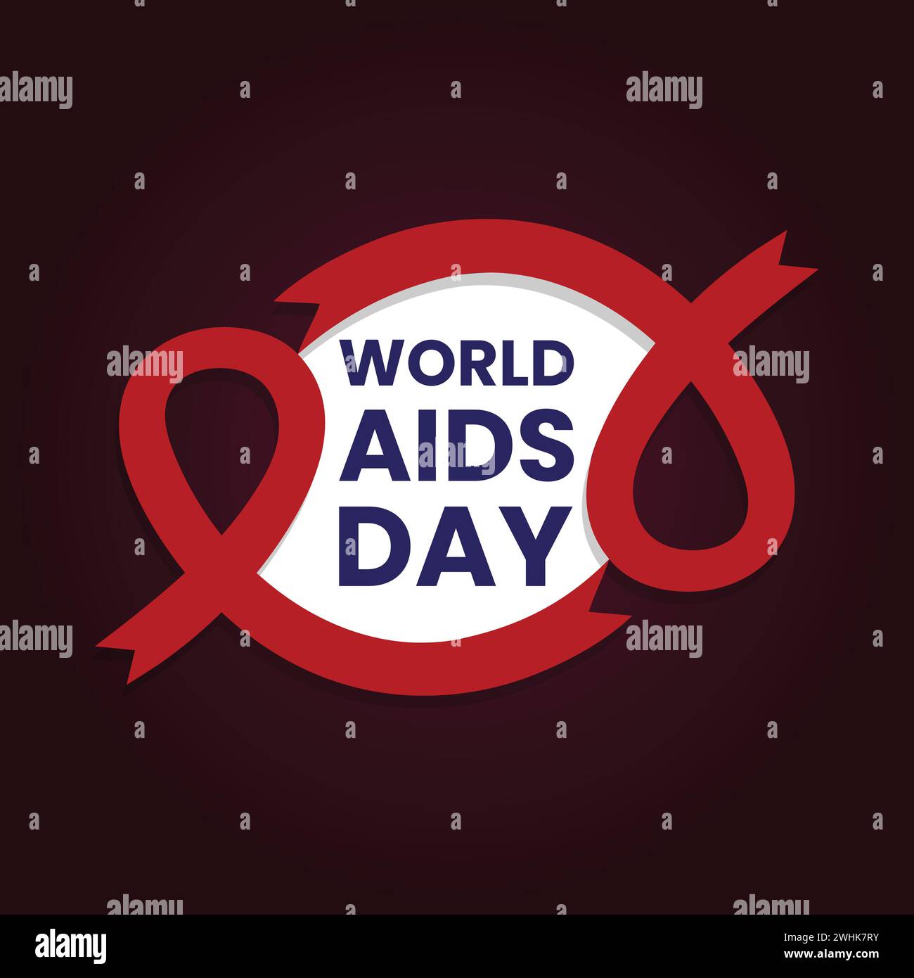 Red color ribbons vector illustration with the text World aids day in ...