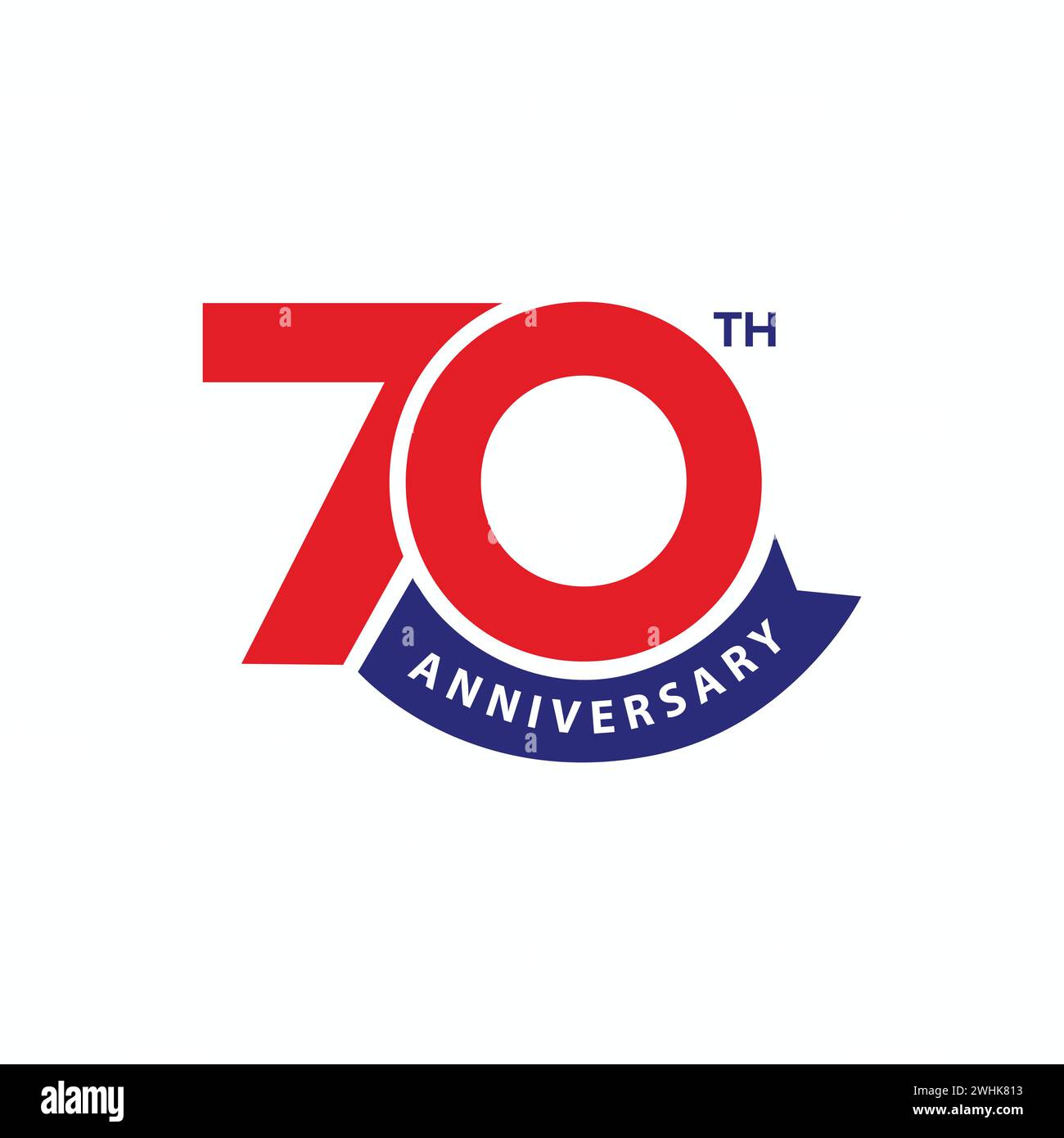 70th anniversary modern logo design. 70 years celebration greeting card, banner, poster, flyer, vector template. Number of 70 icon. Stock Vector