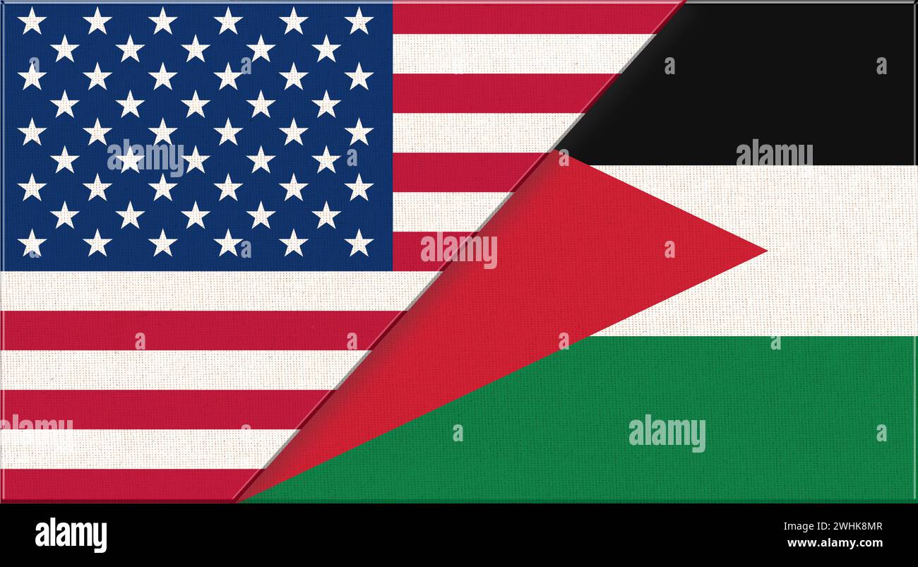 Flags of USA and Jordan. American and Jordanian national flags on ...