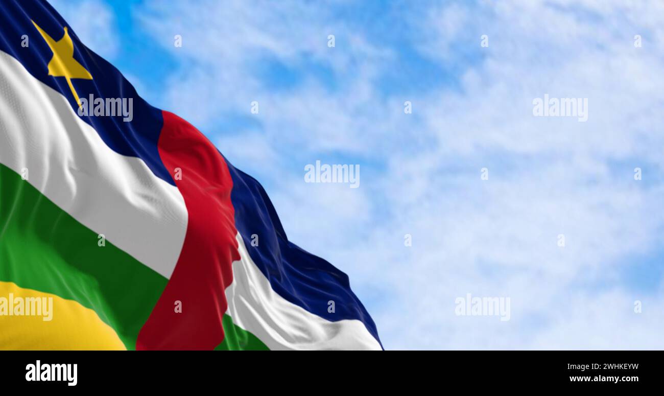 National flag of Central African Republic waving on a clear day Stock ...