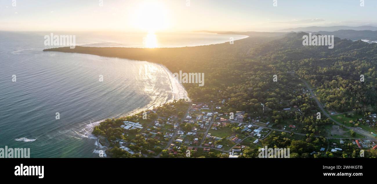 Aerial view, view of Cahuita National Park, coast and coastal landscape with forest, Punta Cahuita headland, Cahuita, Limon, Costa Rica Stock Photo