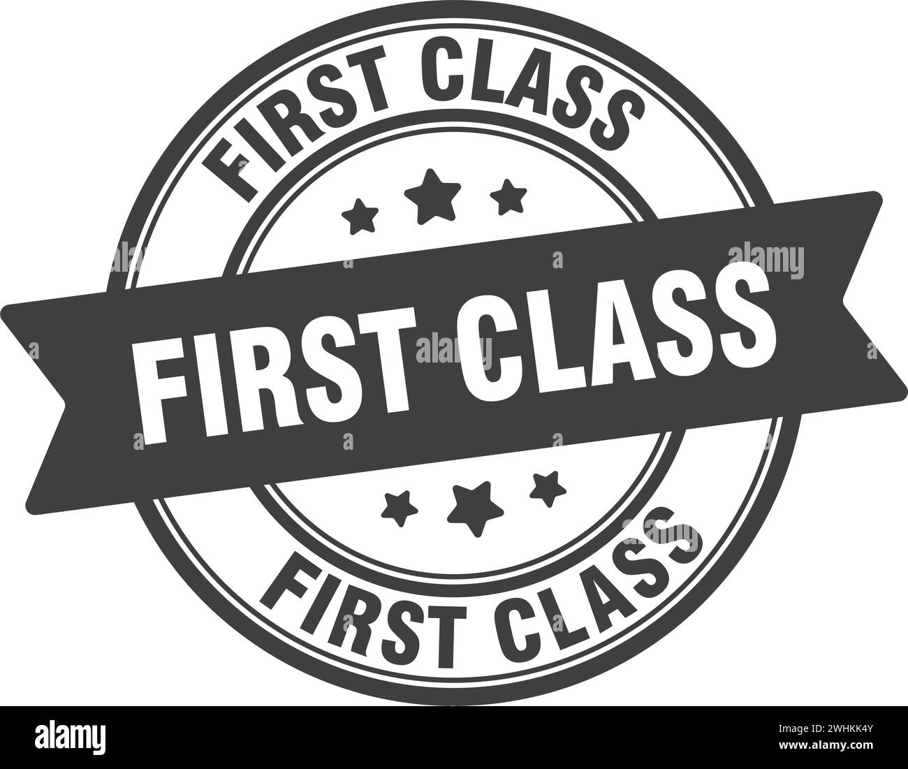 first class stamp. first class round sign. label on transparent ...