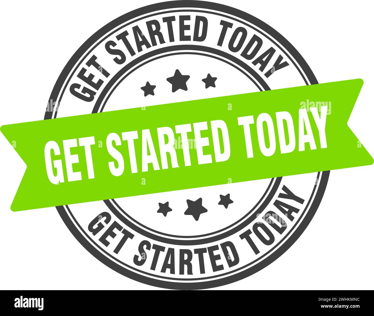 get started today stamp. get started today round sign. label on transparent background Stock Vector