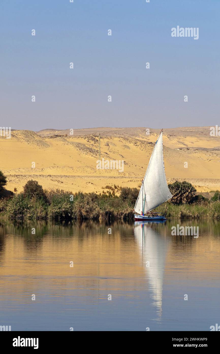 Egypt, Nile, Felucca, landscape, Nile, Cairo, Egypt Stock Photo - Alamy