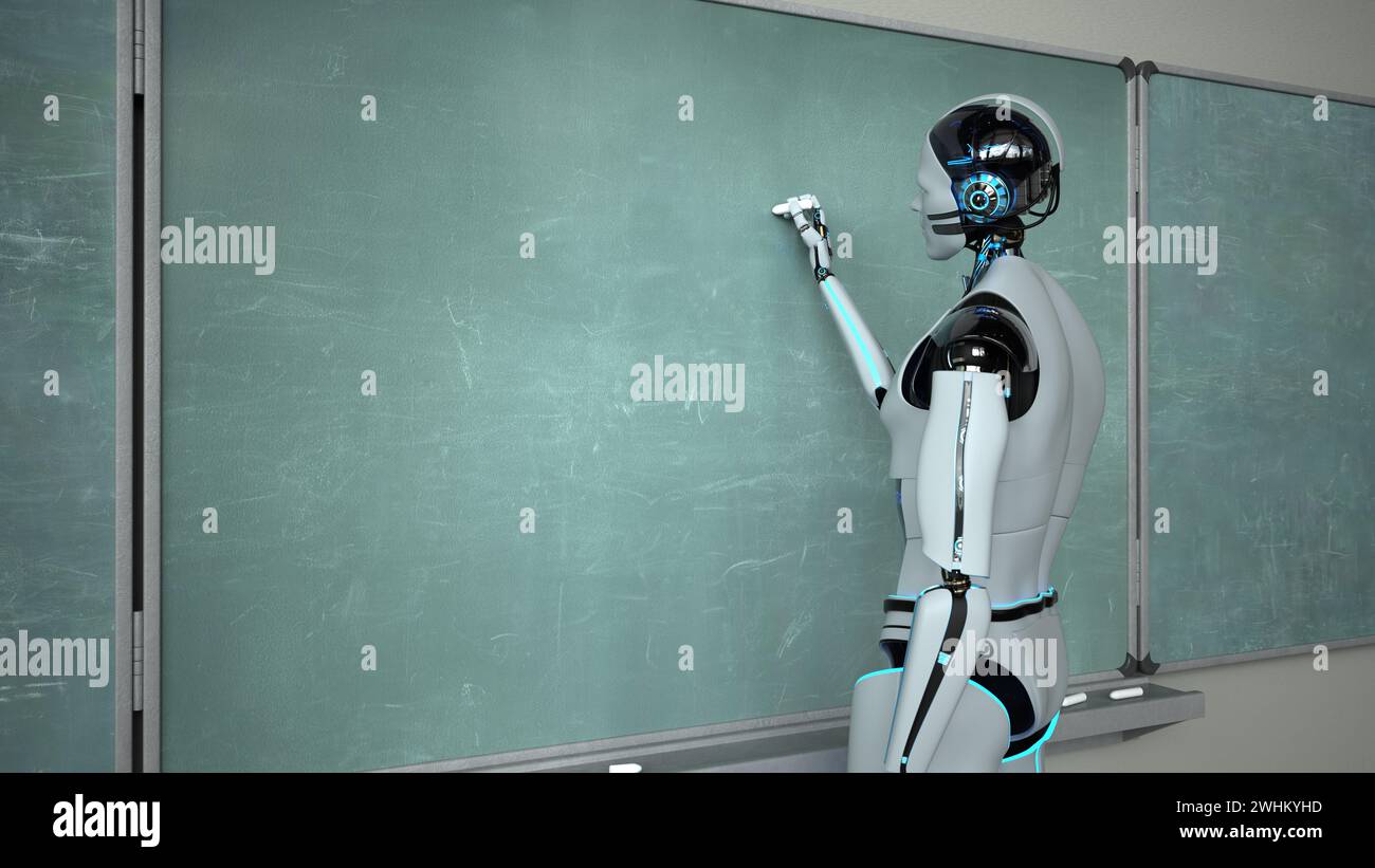 Humanoid Robot Teacher Stock Photo