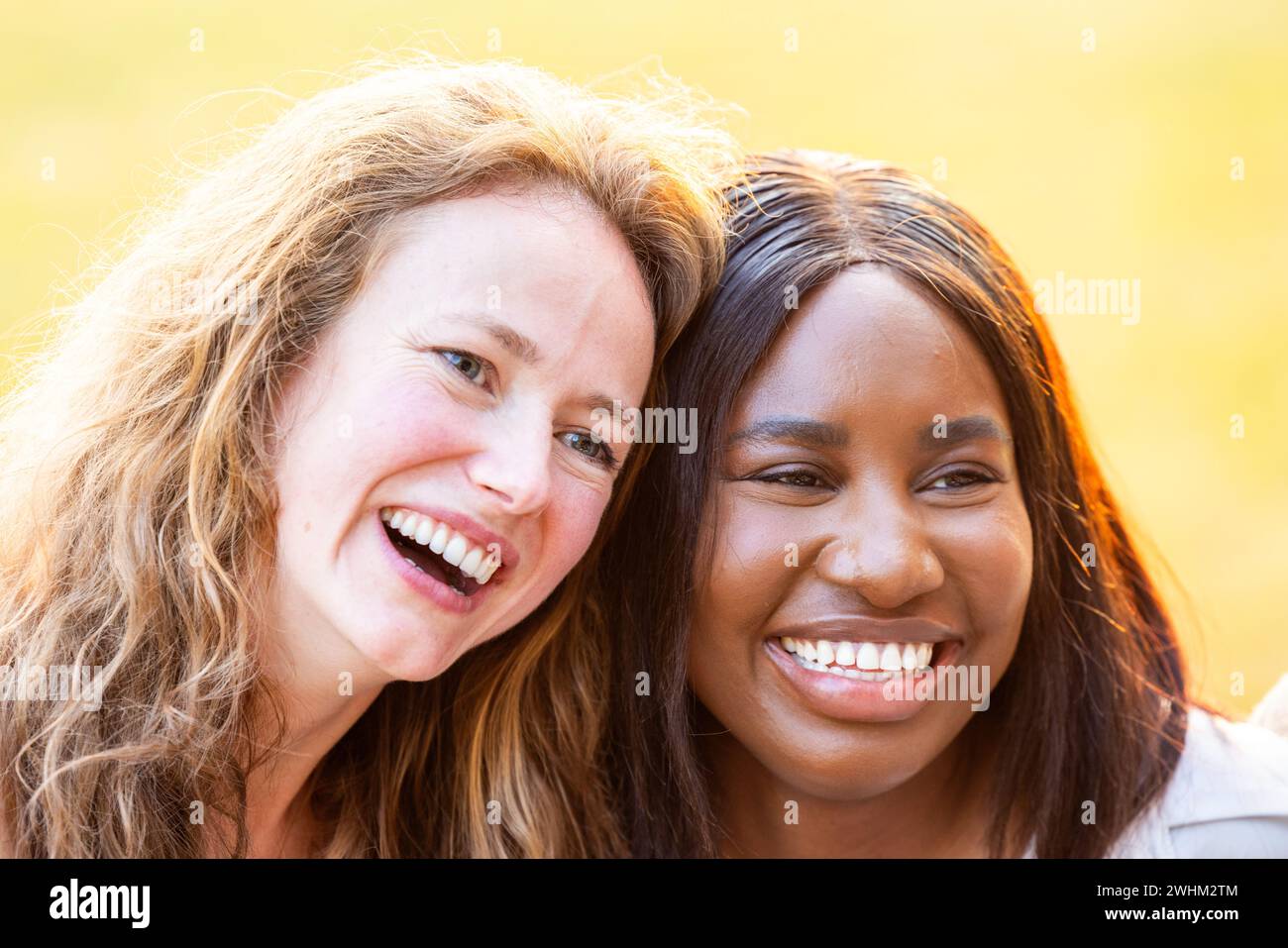 Sisterly Bond: Smiling Portrait of Multi-Ethnic Female Friends Stock Photo