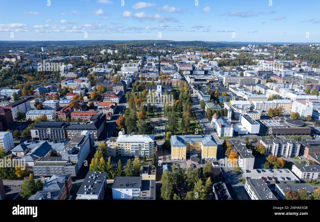 Drone aerial scenery of the city of Kuopio eastern finland Europe Stock Photo