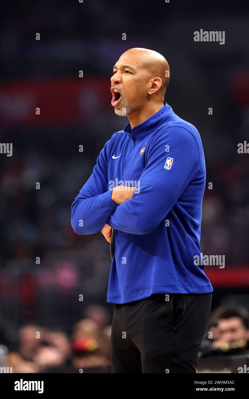 Detroit Pistons head coach Monty Williams reacts during the first half ...