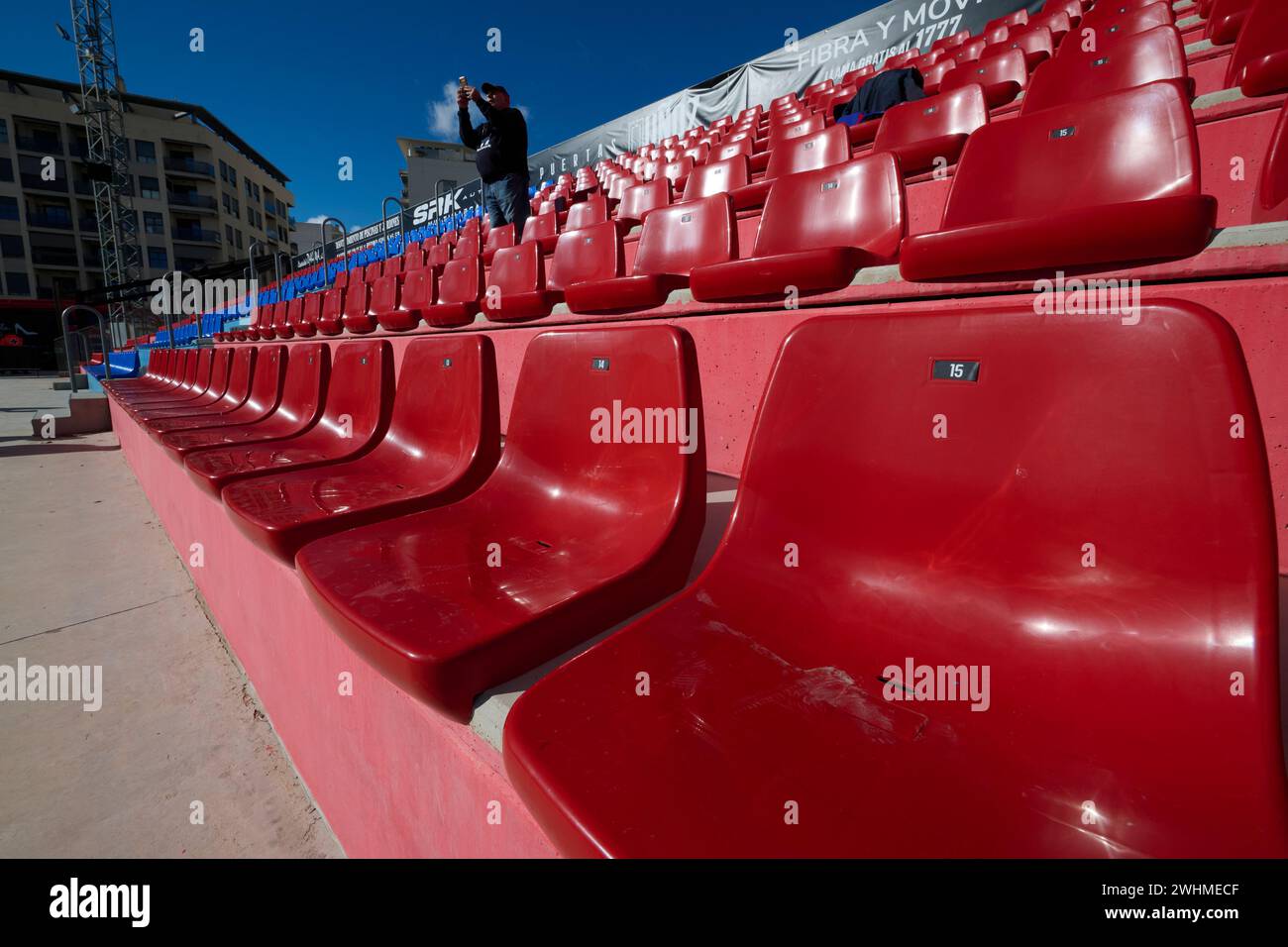 ELDA, SPAIN - FEBRUARY 10: General view inside the stadium prior to the LaLiga Hypermotion match between CD Eldense and SD Huesca at Nuevo Pepico Amat Stadium on February 10, 2024 in Elda, Spain. (Photo by Francisco Macia/Photo Players Images) Stock Photo