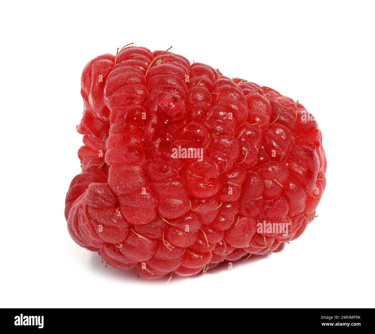 Ripe red raspberry on a white isolated background Stock Photo