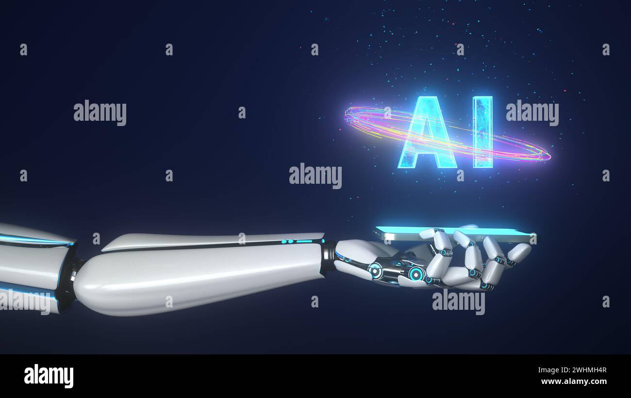 Humanoid Robot Hand Smartphone AI Stock Photo