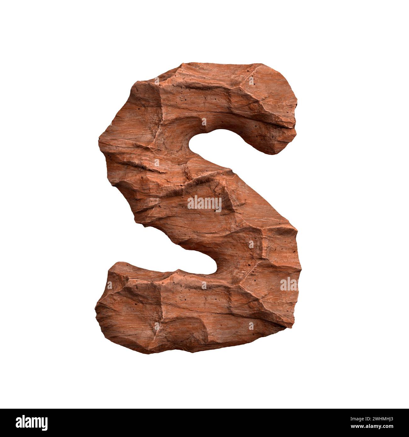 Desert sandstone letter S - Uppercase 3d red rock font - suitable for Arizona, geology or desert related subjects Stock Photo