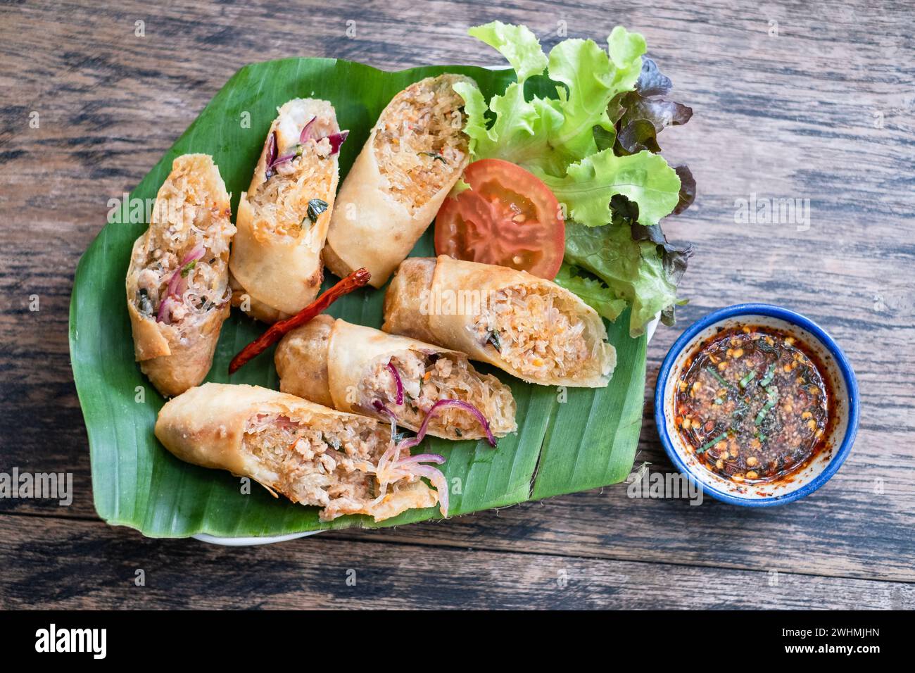 Spring rolls top view hi-res stock photography and images - Alamy