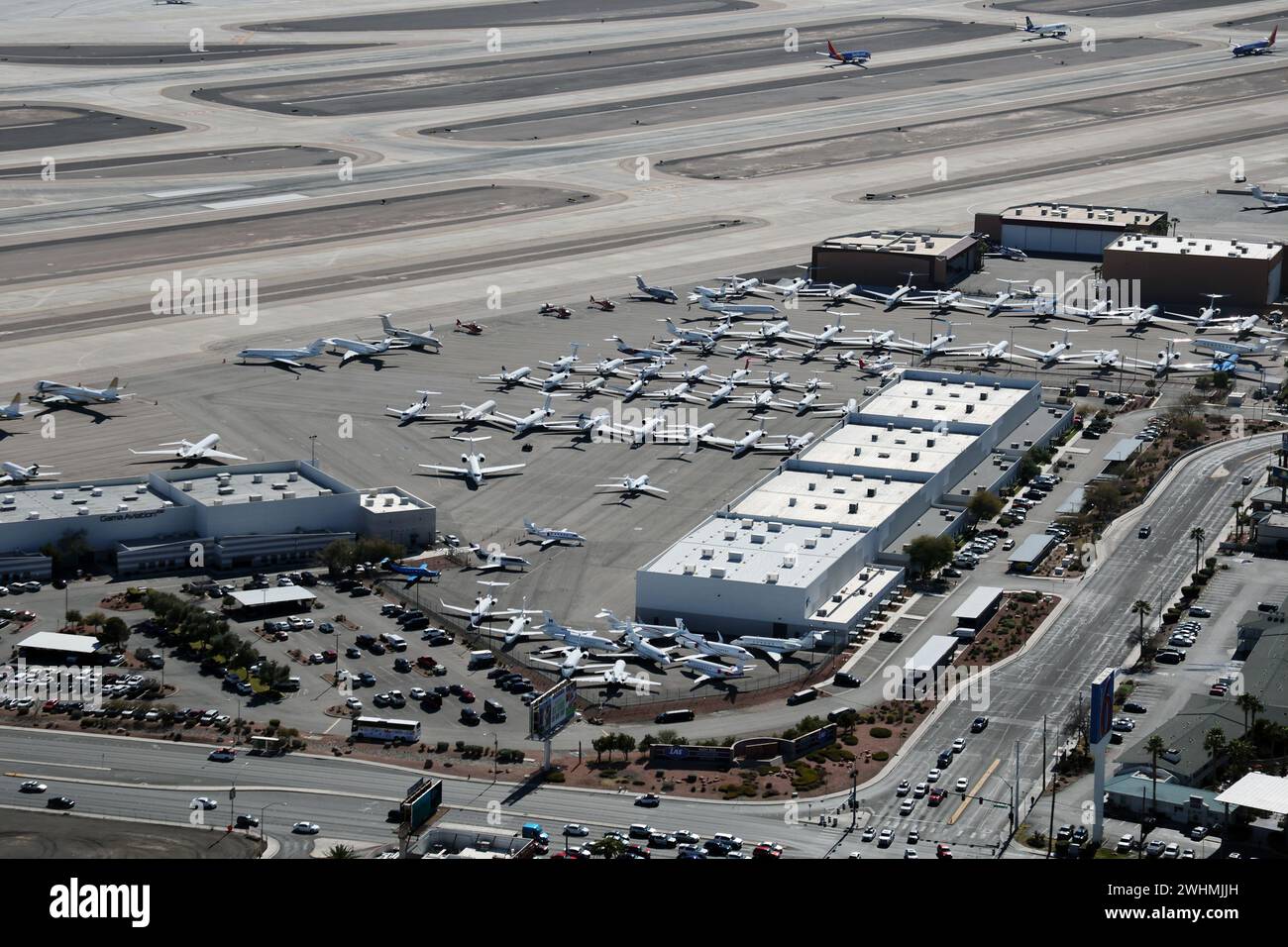 LAS VEGAS, NV FEBRUARY 10 Aerial view of North Las Vegas Airport