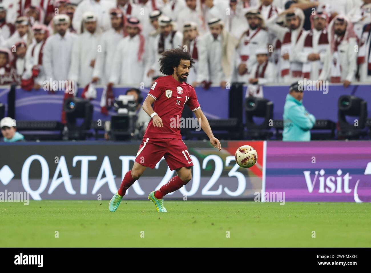 Doha, Qatar. 10th Feb, 2024. Akram Afif (QAT) Football/Soccer : 'AFC Asian Cup Qatar 2023' final match between Jordan 1-3 Qatar at the Lusail Stadium in Doha, Qatar . Credit: Mutsu Kawamori/AFLO/Alamy Live News Stock Photo