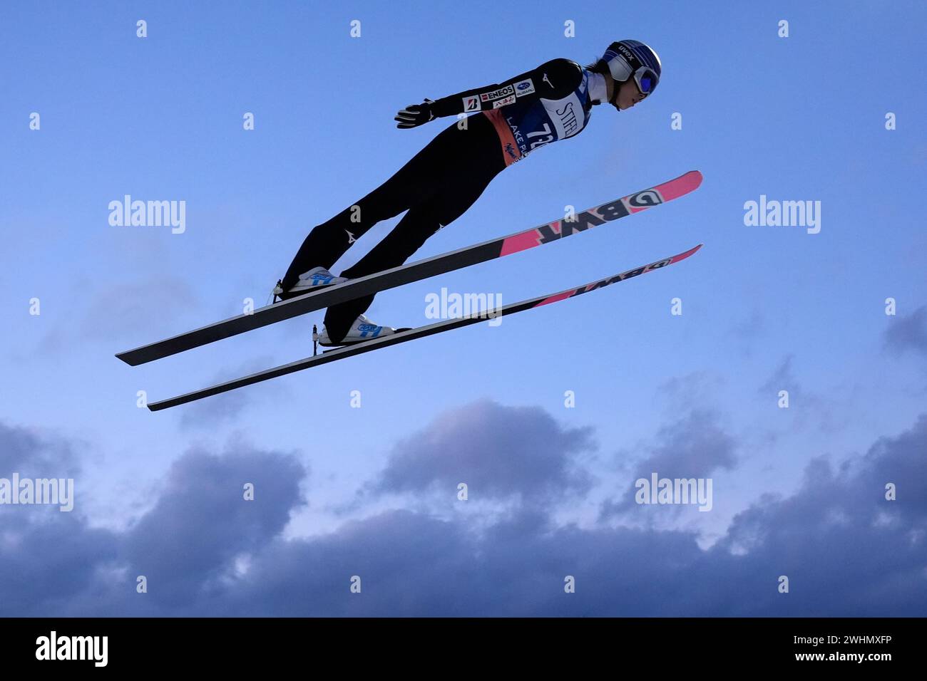 Ryoyu Kobayashi, of Japan, soars during the Men's Large Hill Super Team ...