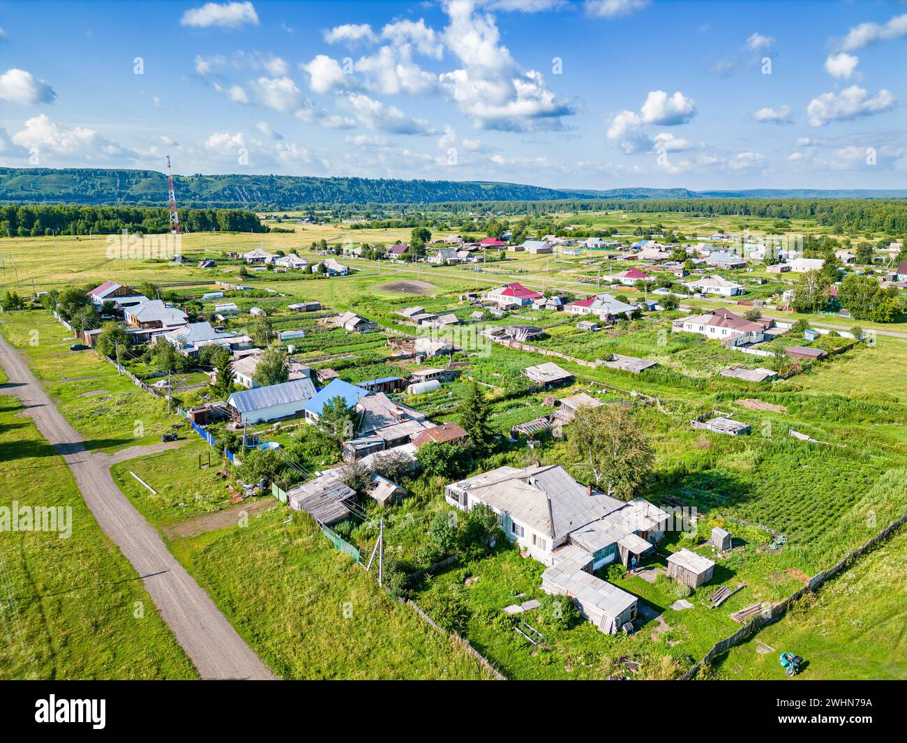 Aerial shot above farm houses hi-res stock photography and images - Alamy