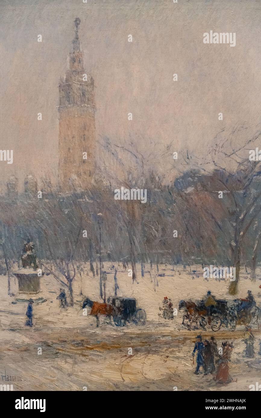 Childe Hassam 1890 oil on canvas painting 'Snowstorm' at the Baltimore Museum of Art Stock Photo