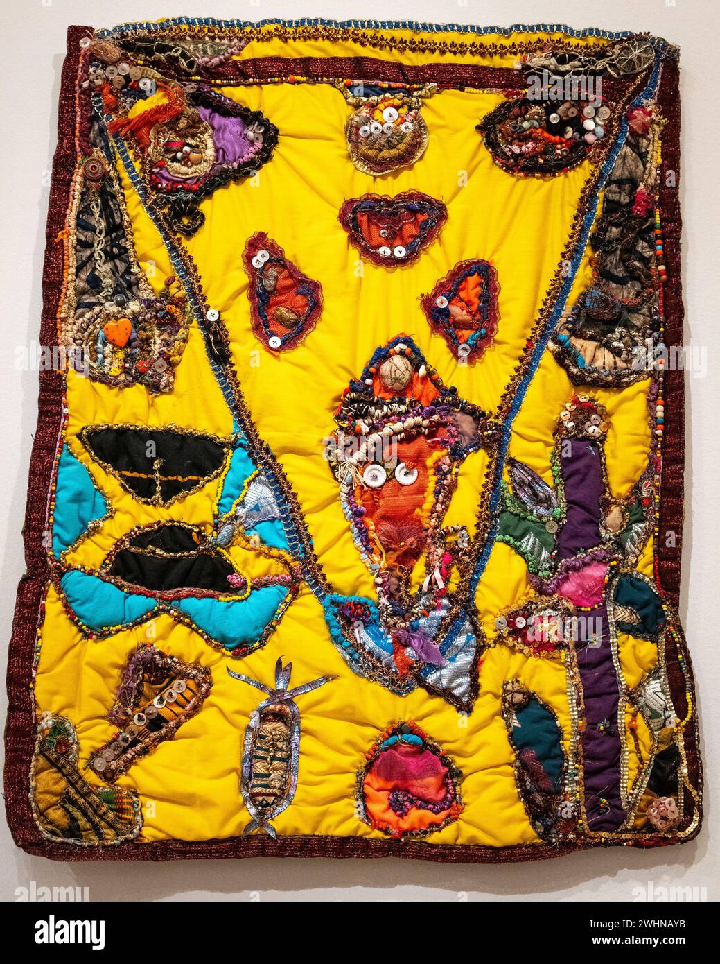 Elizabeth Talford Scott hand-sewn fabric art from 1996 called 'Person on a Swing' at the Baltimore Museum of Art Stock Photo