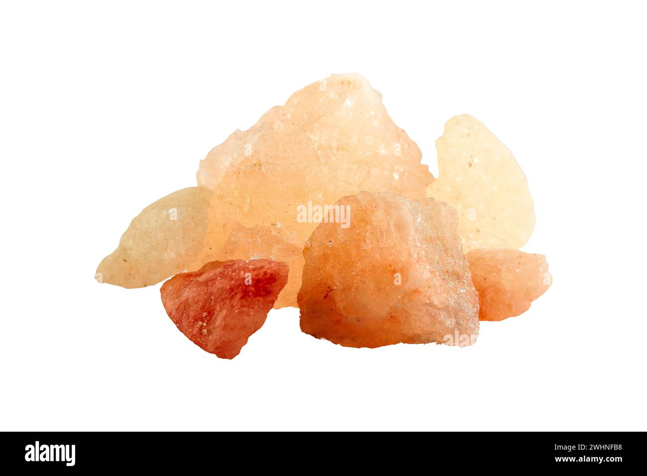 Himalayan pink salt rock isolated on a white background, Macro, Studio, Stock Photo