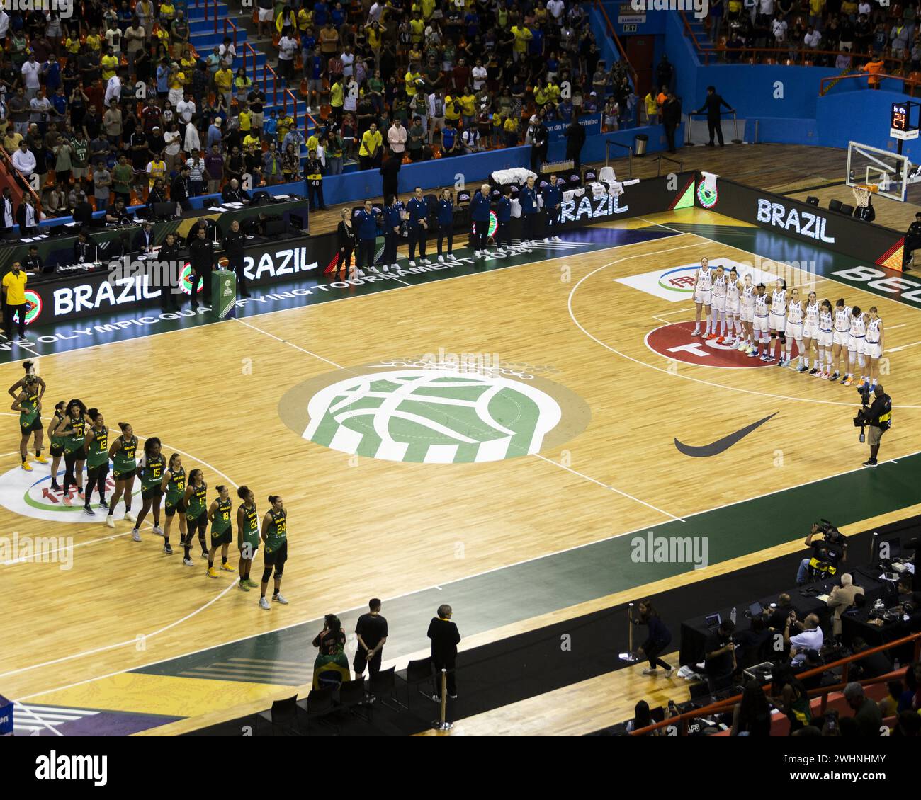 BELEM, PA. 10.02.2024 - SERBIA - BRAZIL - Teams profiled before the