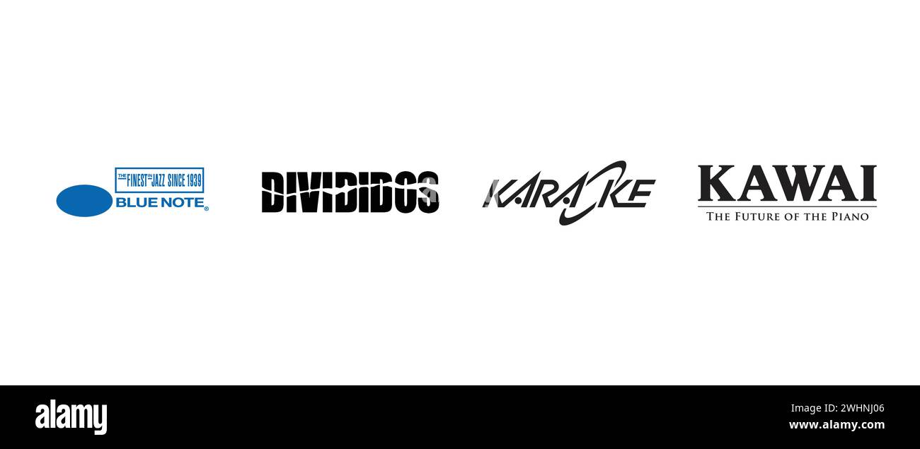 Divididos, KAWAI, Blue Note Records, Karaoke. Vector illustration, editorial logo. Stock Vector