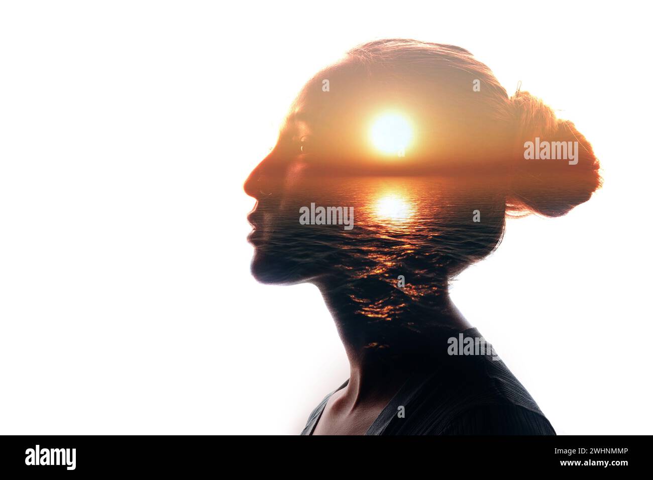 Woman brain mindset psychology concept. Mental health and intuition Stock Photo
