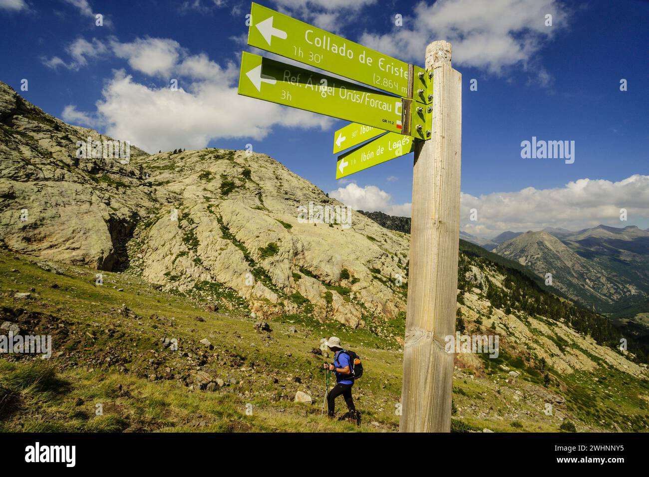Los Millares road, GistaÃn Valley, Aragonese Pyrenees, Huesca, Spain. Stock Photo