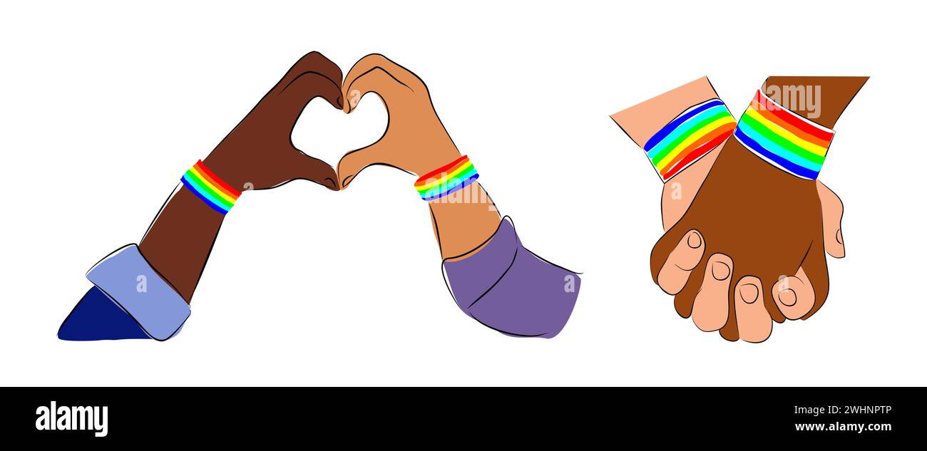 LGBT Lovers couple holding hands vector isolated. Stock Vector